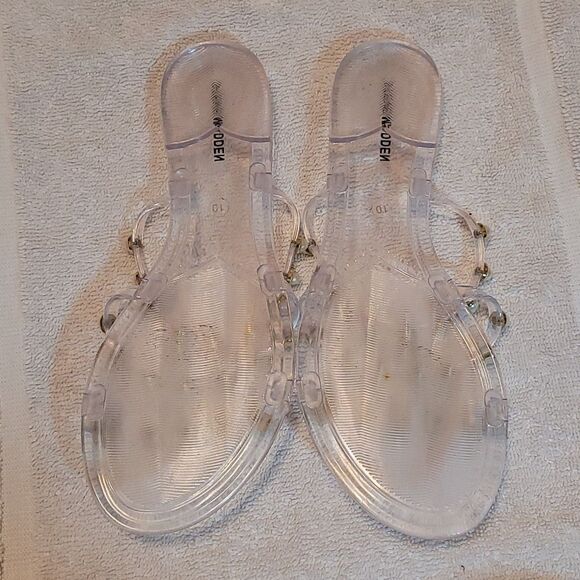 Steve Madden Yalsa Jelly Pearl Studded Sandals Sz 10 Clear - Picture 4 of 4